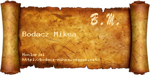 Bodacz Miksa névjegykártya